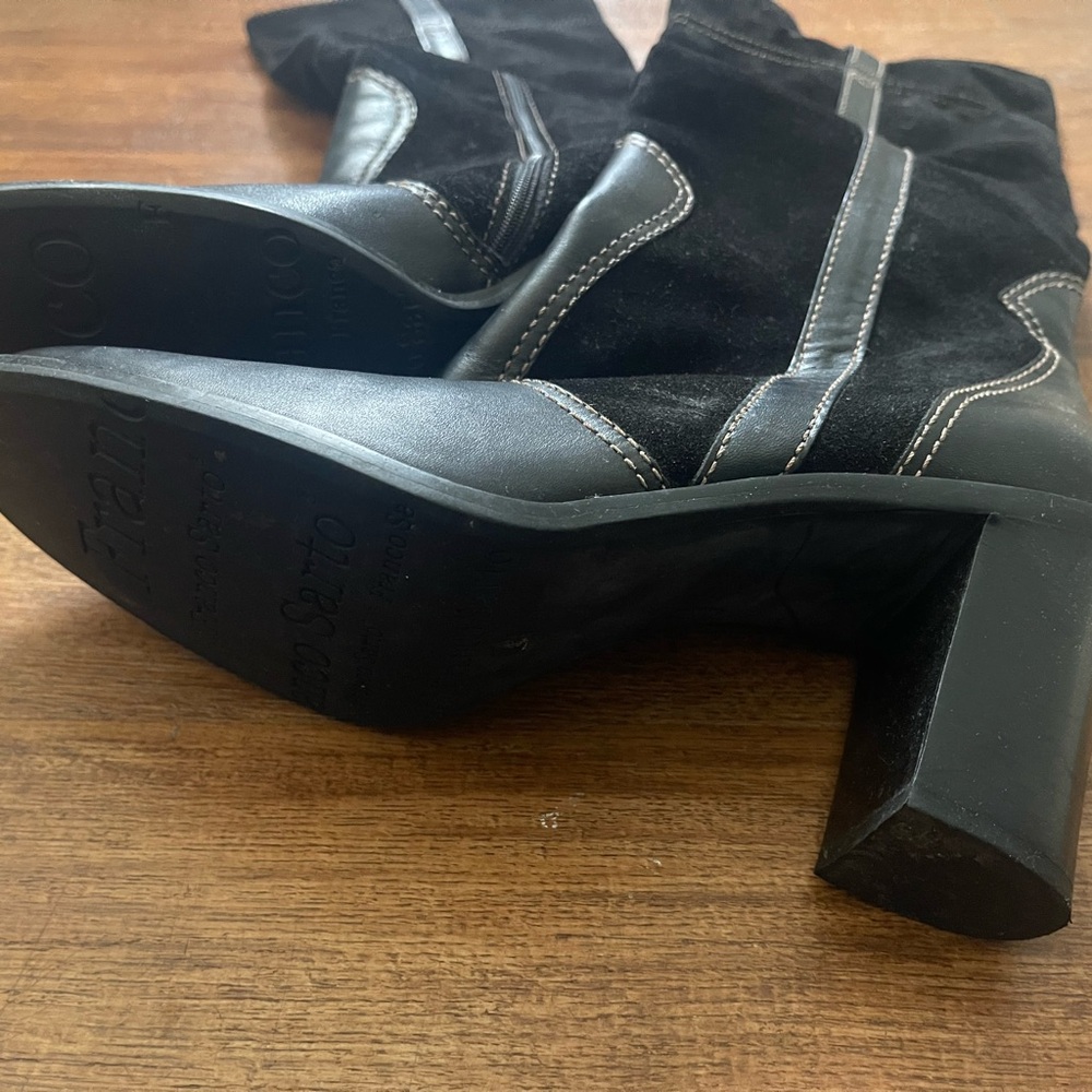 Franco Sarto Black Leather Heeled Boots - Picture 4 of 9